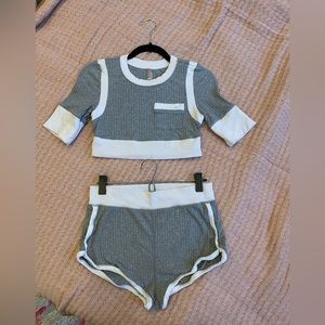 Free People Movement Grey Cropped 2-Piece Set Size S